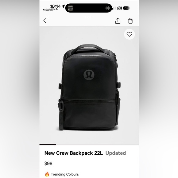 lululemon Black New Crew Backpack